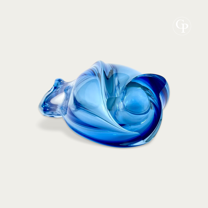 Vase d'Art « CORAIL » Cristal Bleu Cobalt  1956