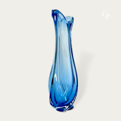 Vase d'Art « CORAIL » Cristal Bleu Cobalt  1956